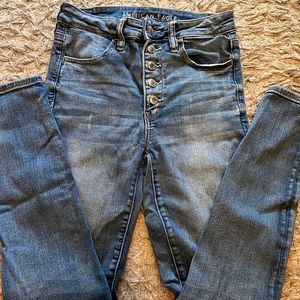 AE high rise button up jeggings